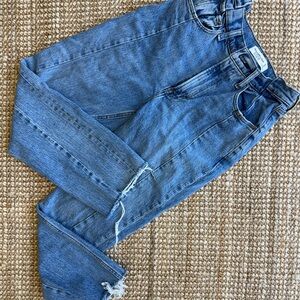 American Eagle Outfitters High-Rise Straight Leg Jeans in Blue Denim